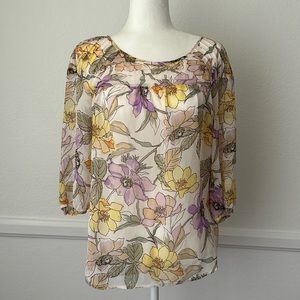 LC Lauren Conrad Sheer Floral Blouse